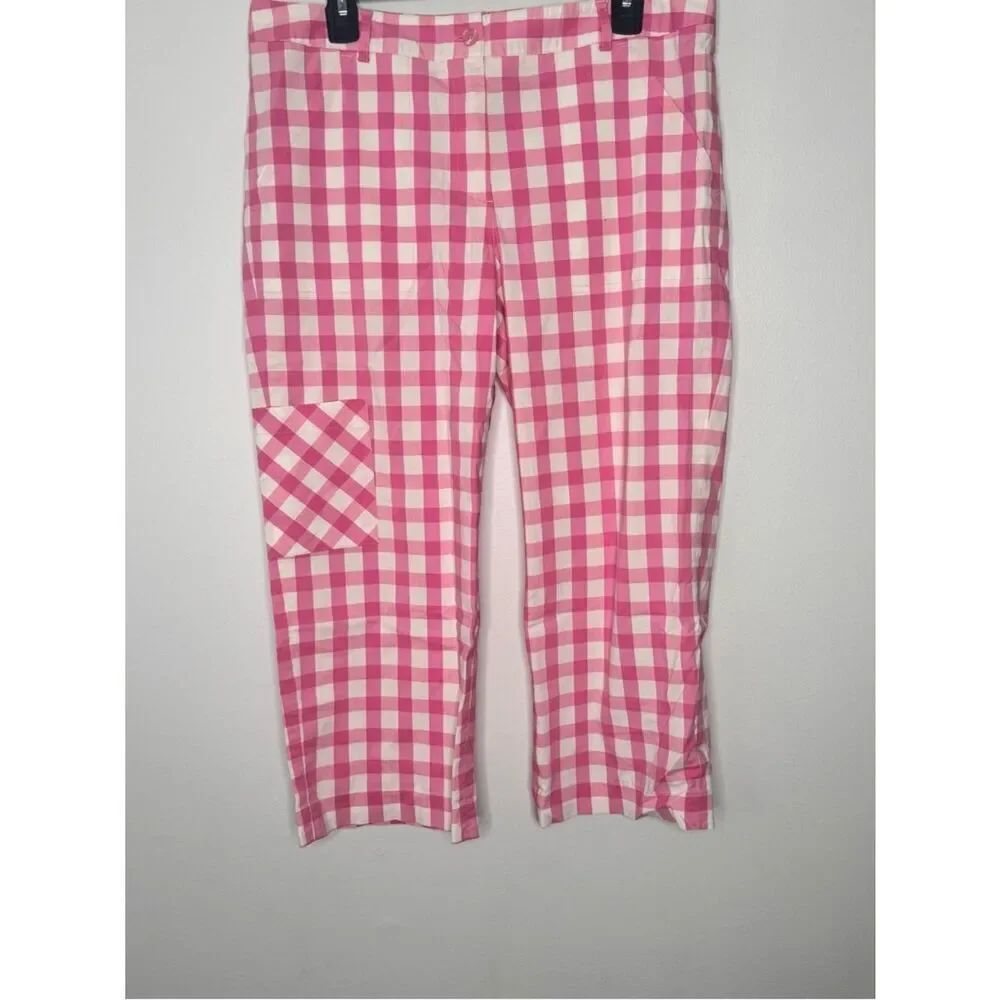 Lilly Pulitzer pink gingham cropped capri pants